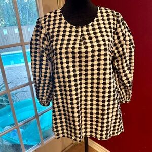Bryn Walker Lucinda Checkered Black White Top XS Organic Cotton Made in USA